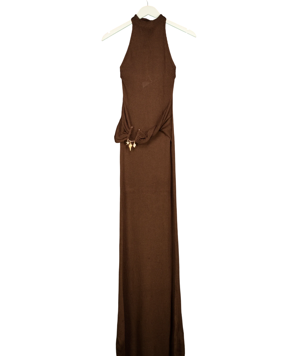 Peppermayo Brown Saoirse Knit Maxi Dress, size UK S — front
