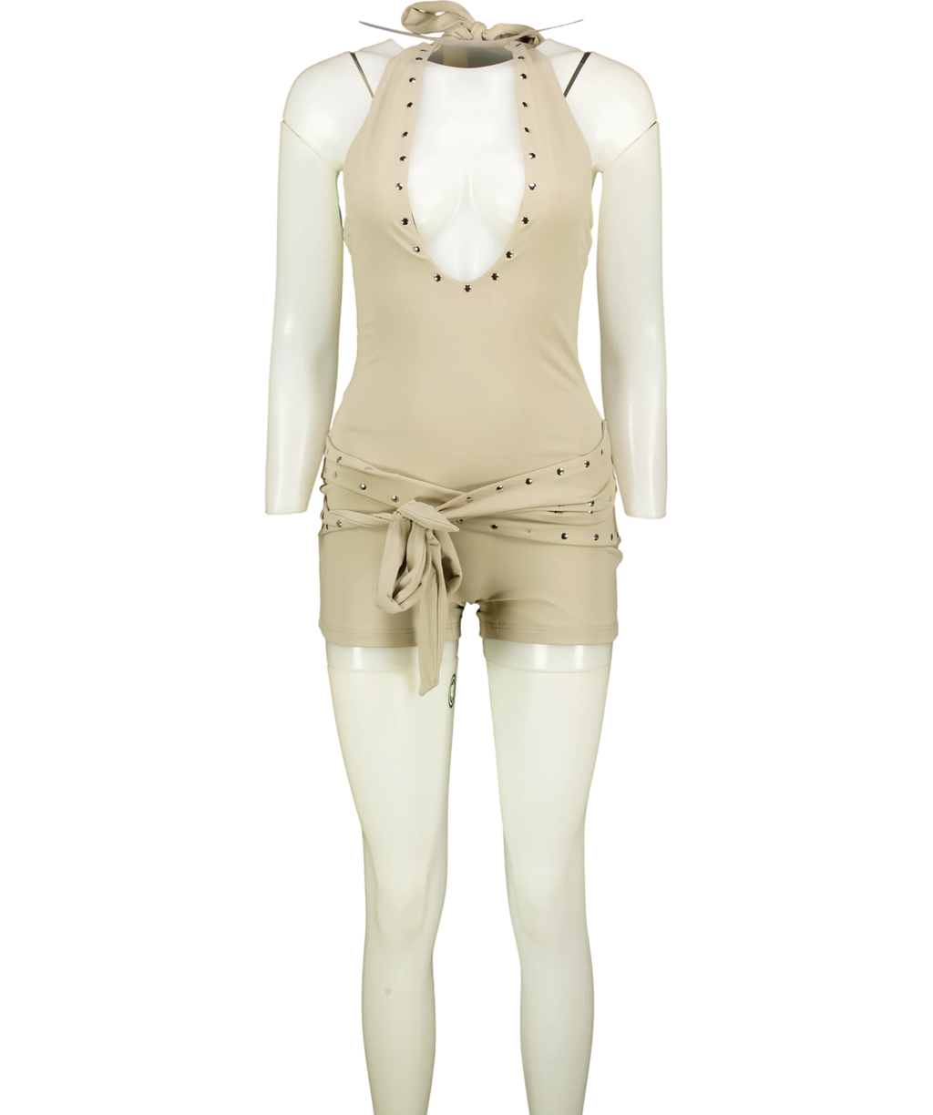 Outcast Beige Traci Playsuit, size UK S — front