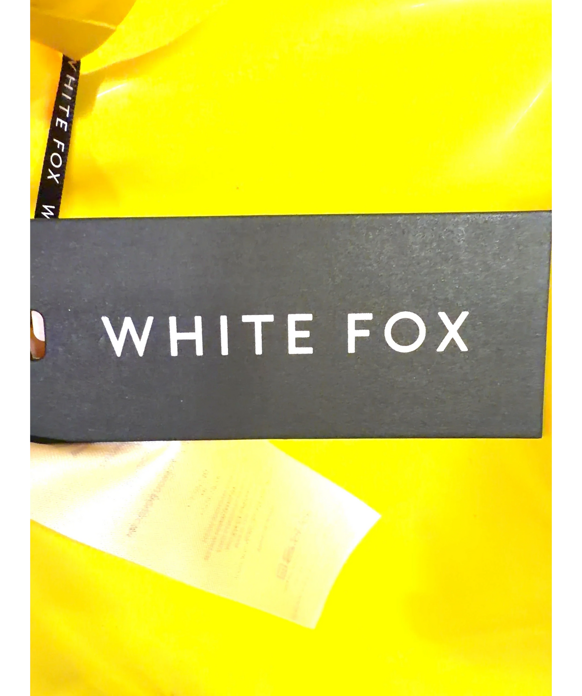 WHITE FOX Yellow Spell Breaker Latex Mini Dress, size UK S — detail