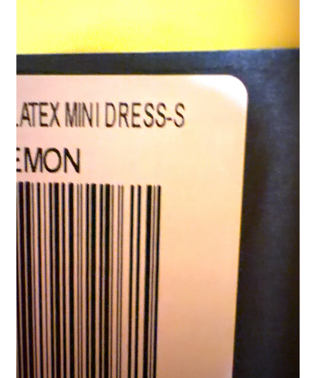 WHITE FOX Yellow Spell Breaker Latex Mini Dress, size UK S — care label