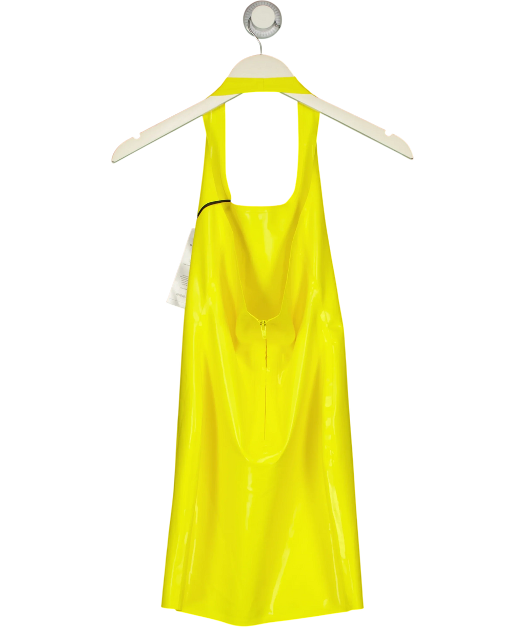 WHITE FOX Yellow Spell Breaker Latex Mini Dress, size UK S — back