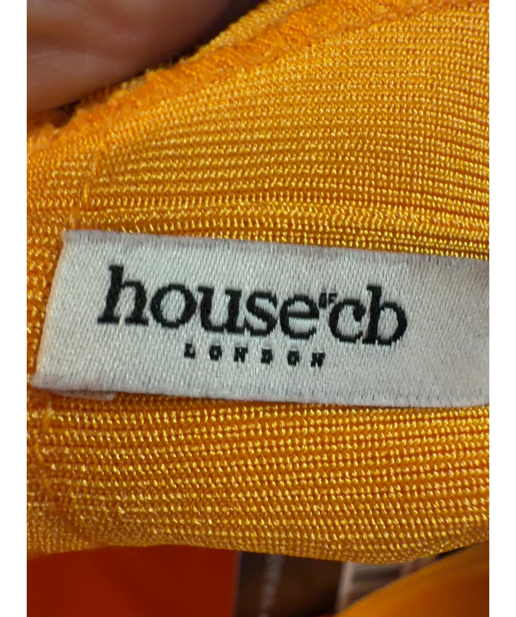 House of CB Yellow The Sculpt Halter-Neck Bandage Mini Dress, size UK S — detail