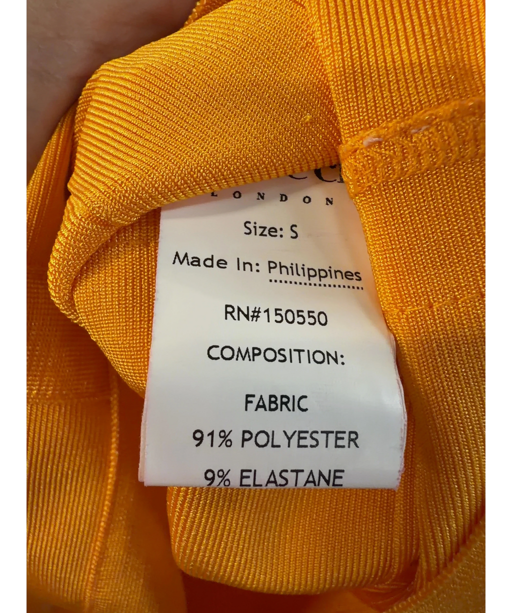 House of CB Yellow The Sculpt Halter-Neck Bandage Mini Dress, size UK S — label