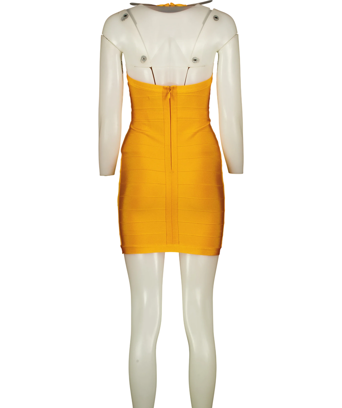 House of CB Yellow The Sculpt Halter-Neck Bandage Mini Dress, size UK S — back