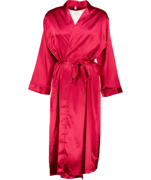 Red Satin Self-Tie Wrap Robe UK L