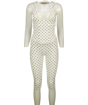 Mars the Label White Polka Dot Corset Halterneck Capri Jumpsuit UK 8