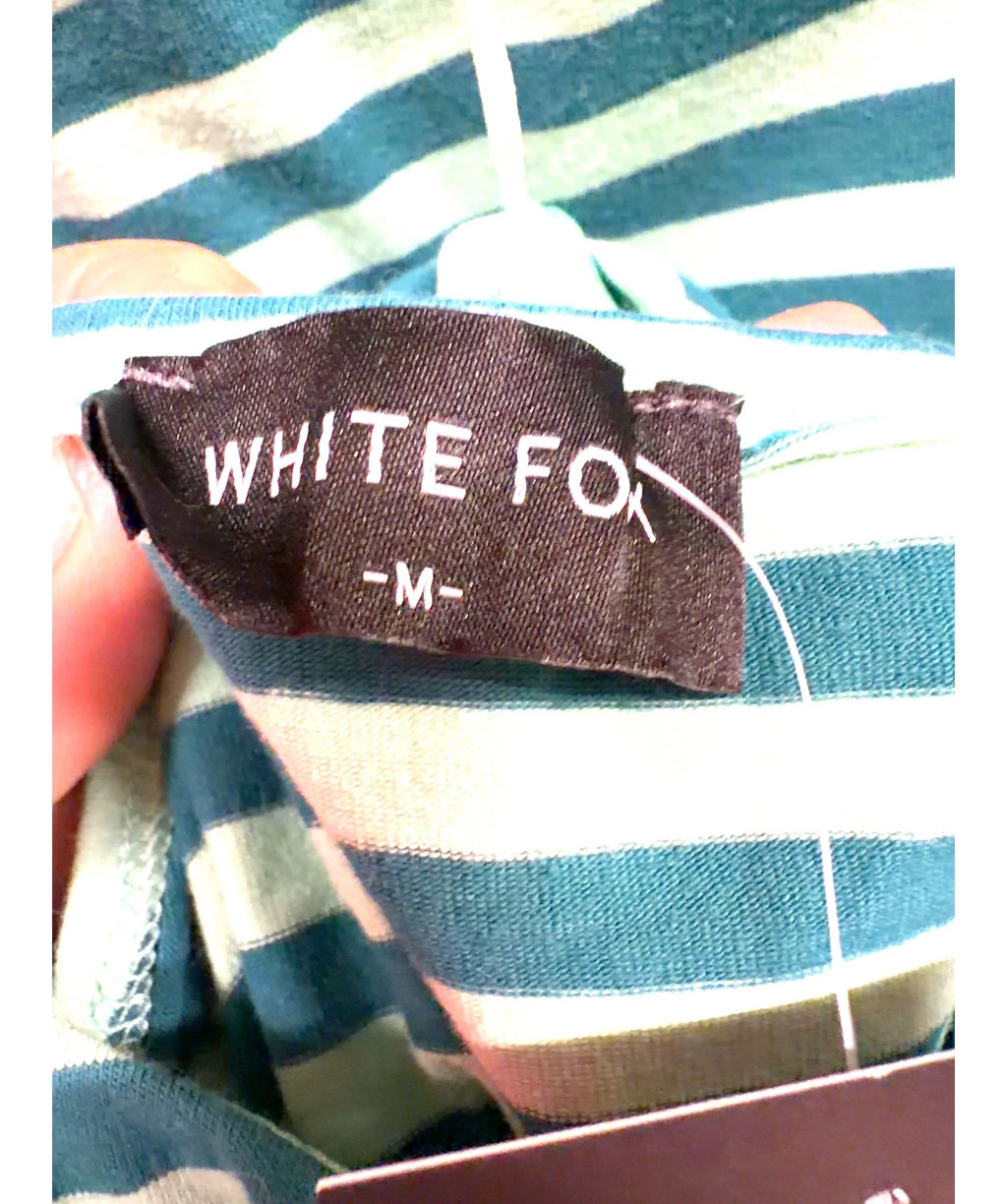 WHITE FOX Green Whispered Secrets Halter Top and Whispered Secrets Mini Shorts, size UK M — care label