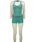 WHITE FOX Green Whispered Secrets Halter Top and Whispered Secrets Mini Shorts, size UK M — front