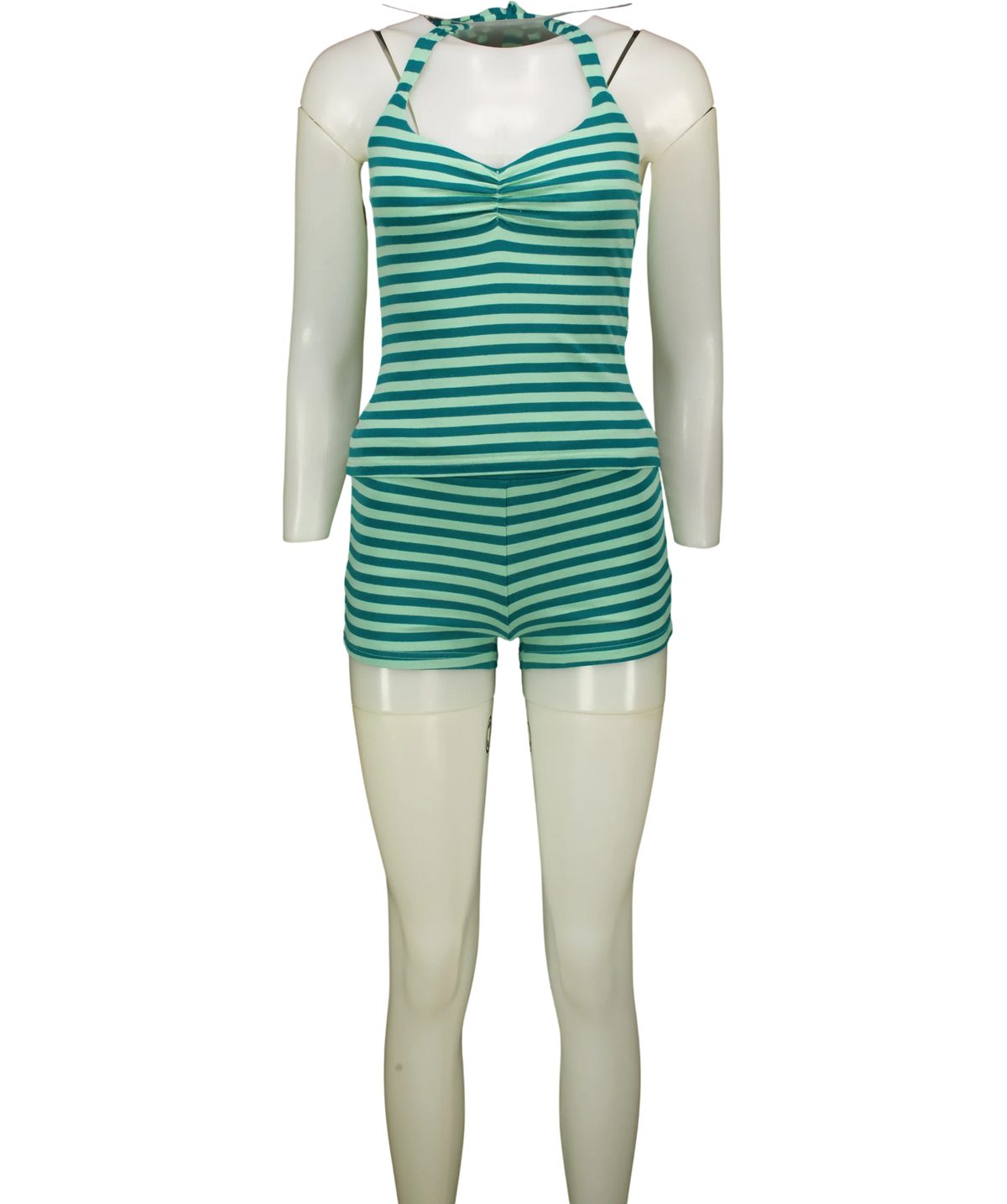 WHITE FOX Green Whispered Secrets Halter Top and Whispered Secrets Mini Shorts, size UK M — front