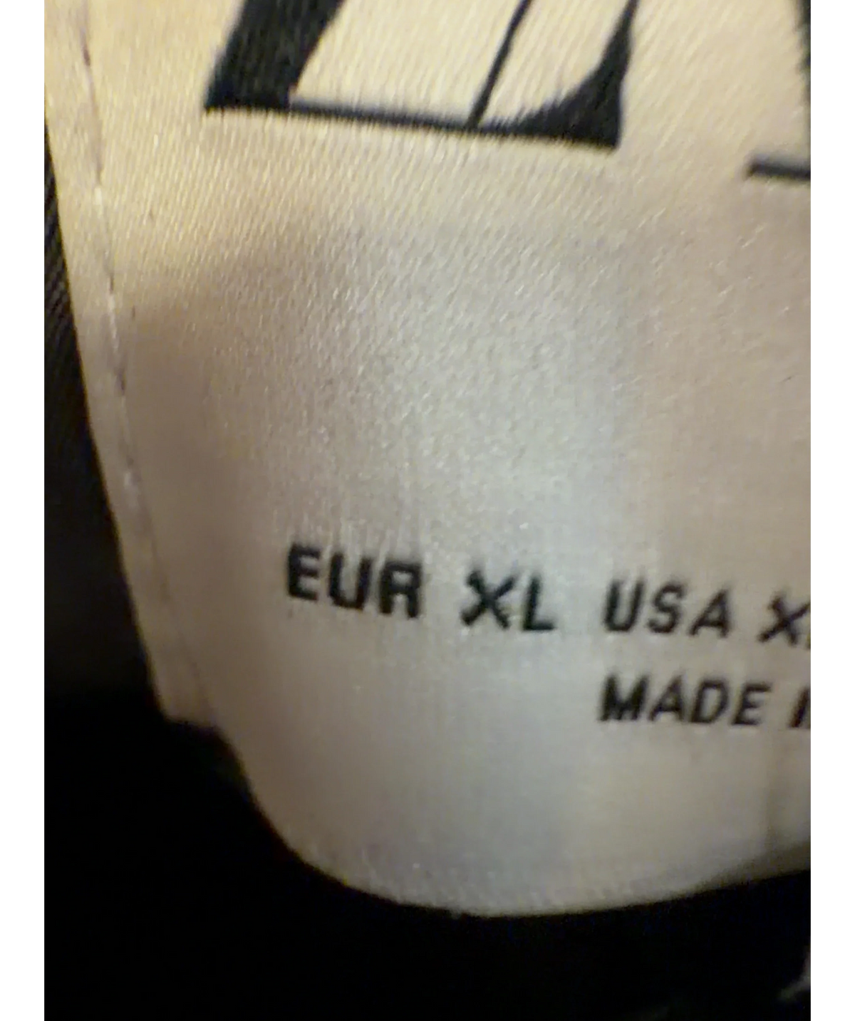ZARA brown faux-leather puffer jacket, size UK XL — care label