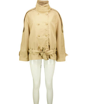Zara Beige Double-Breasted Short Trench Coat UK S