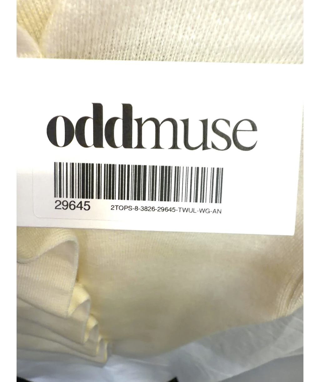 ODD MUSE Cream The Wool Pleated Cap Sleeve Top, size UK S — detail