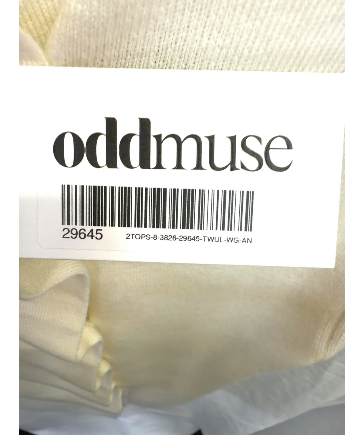 ODD MUSE Cream The Wool Pleated Cap Sleeve Top, size UK S — detail