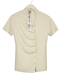 ODD MUSE Cream The Wool Pleated Cap Sleeve Top, size UK S — front