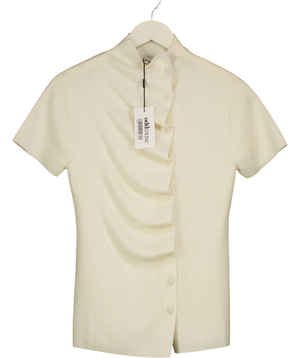 Odd Muse The Wool Pleated Cap Sleeve Top Cream Uk S