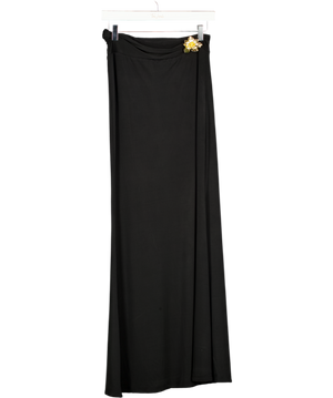 MESHKI Ainsley Asymmetrical Maxi Skirt With Floral Hardware - Black UK S