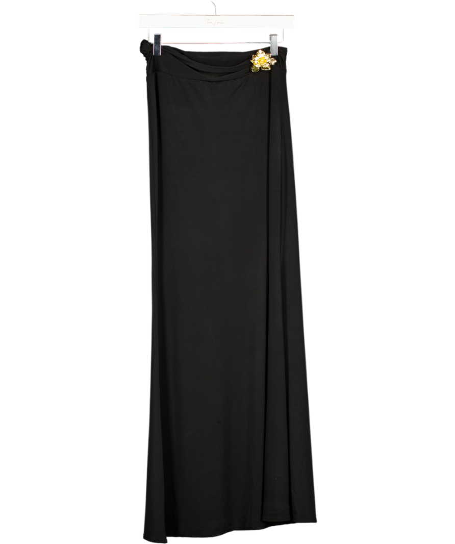 MESHKI Ainsley Asymmetrical Maxi Skirt With Floral Hardware - Black UK S