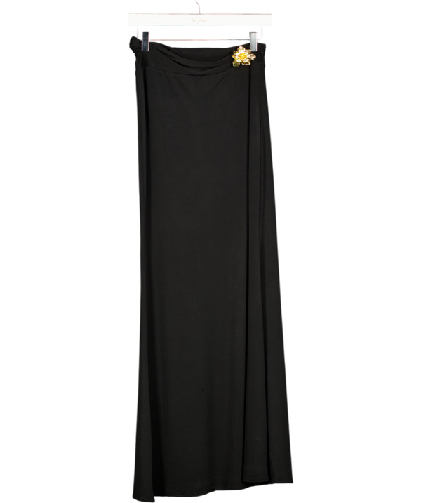MESHKI Ainsley Asymmetrical Maxi Skirt With Floral Hardware - Black UK S