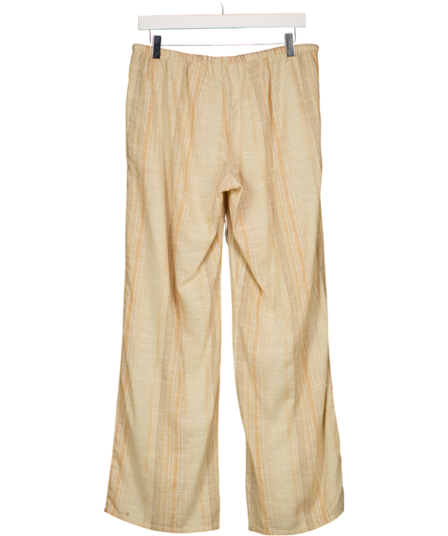 H&M Yellow Stripe Linen Blend Trousers UK M