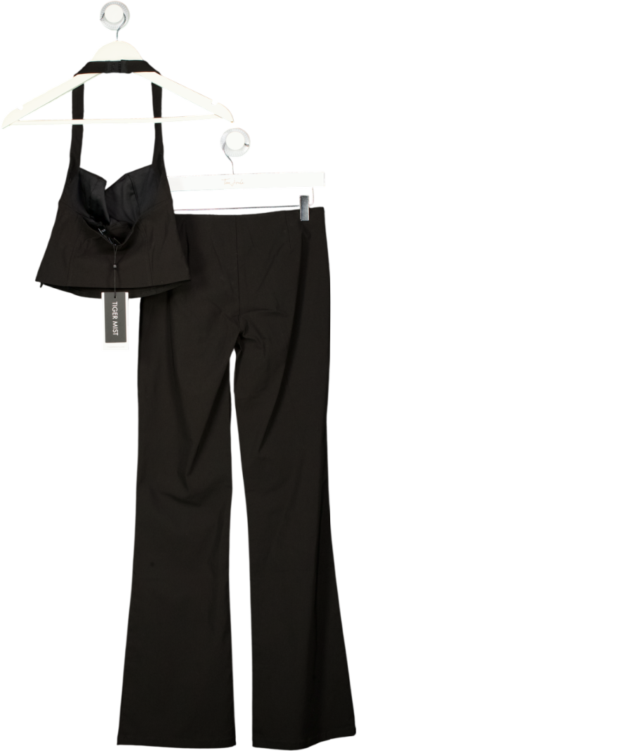 TIGER MIST 2-piece Black Kittie Stretch Buckle Detail Top And Trouser Set UK S