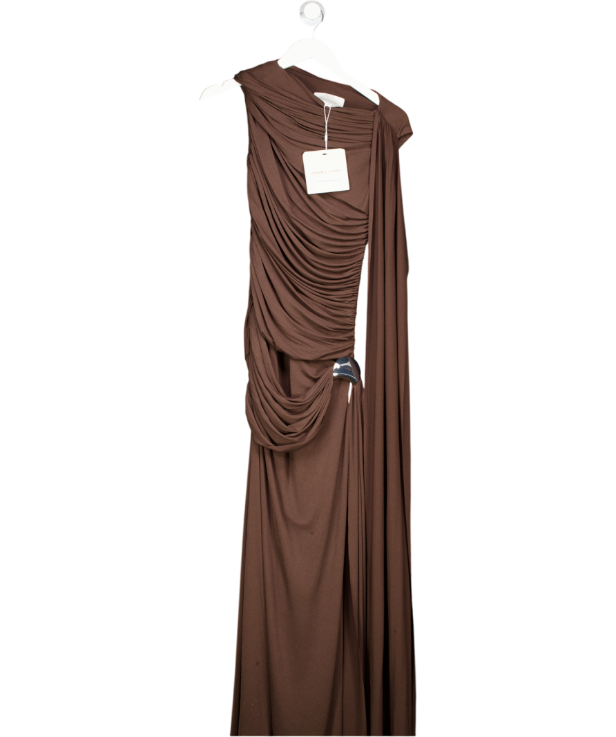 Chats by C.Dam Brown Drape Detail Maxi Dress UK 10