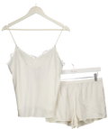 THE WHITE COMPANY 100% Silk 2-piece Ivory. White Cami And Shorts Pyjama Set UK S