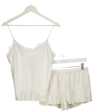THE WHITE COMPANY 100% Silk 2-piece Ivory. White Cami And Shorts Pyjama Set UK S