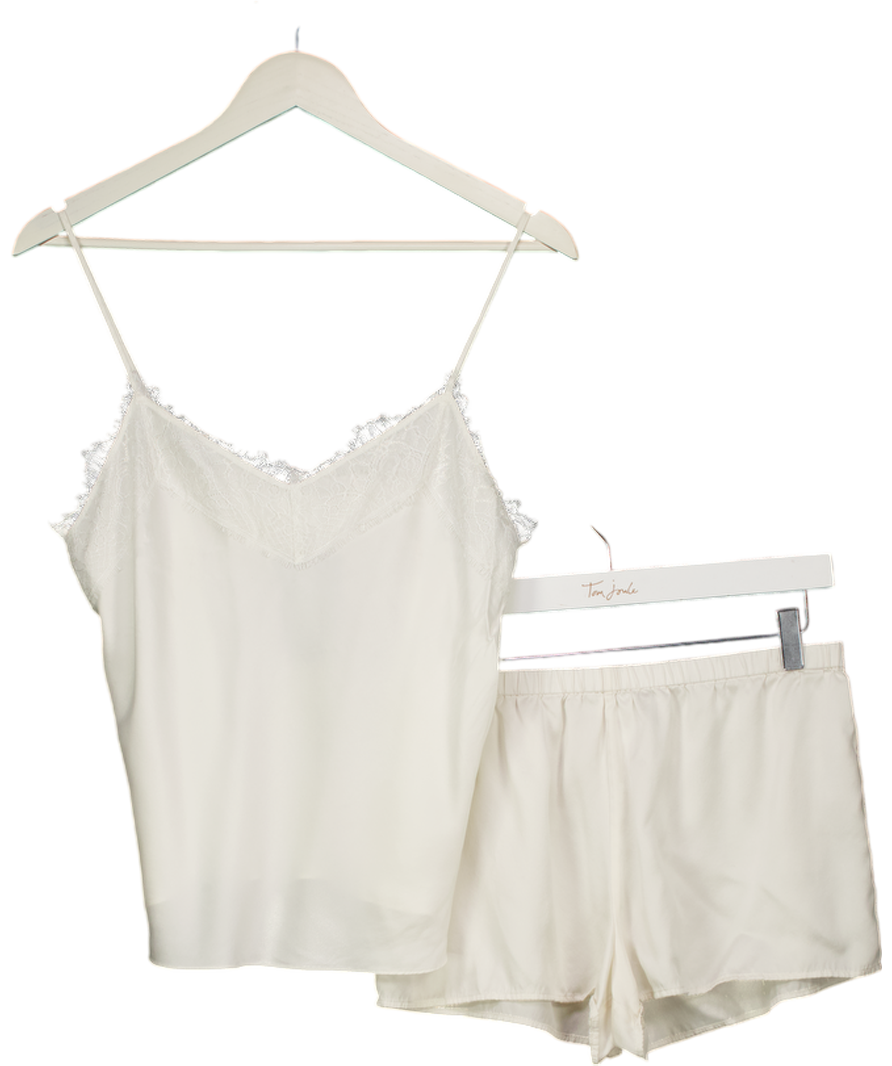 THE WHITE COMPANY 100% Silk 2-piece Ivory. White Cami And Shorts Pyjama Set UK S