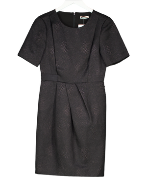 WHISTLES Black Metallic Thread Textured Pleat Detail Mini Dress With Pockets UK 10