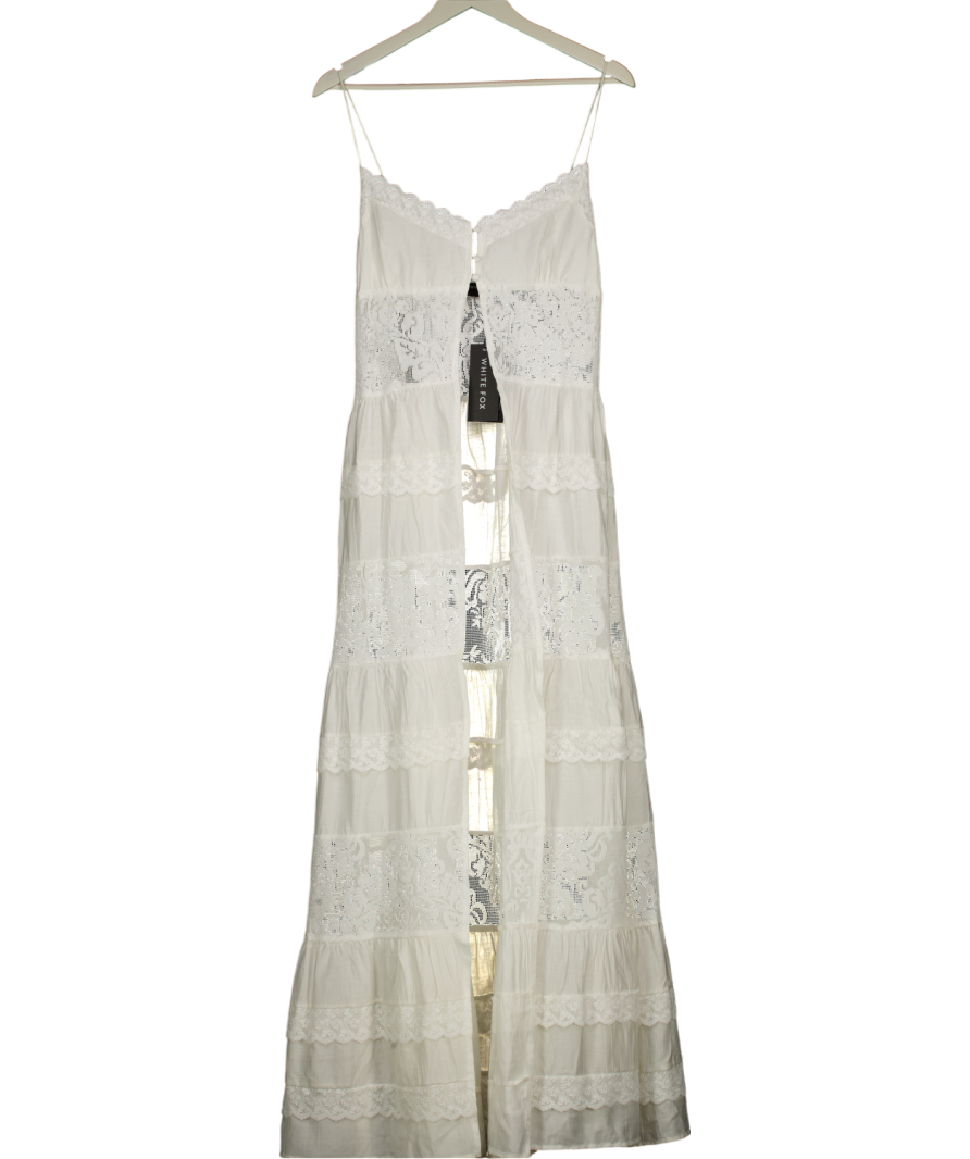 WHITE FOX Lost Nights Longline Top Ivory White UK L