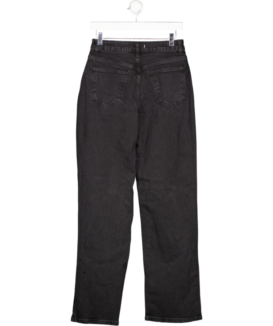 NA-KD Washed Black Straight High Waist Jeans UK 8