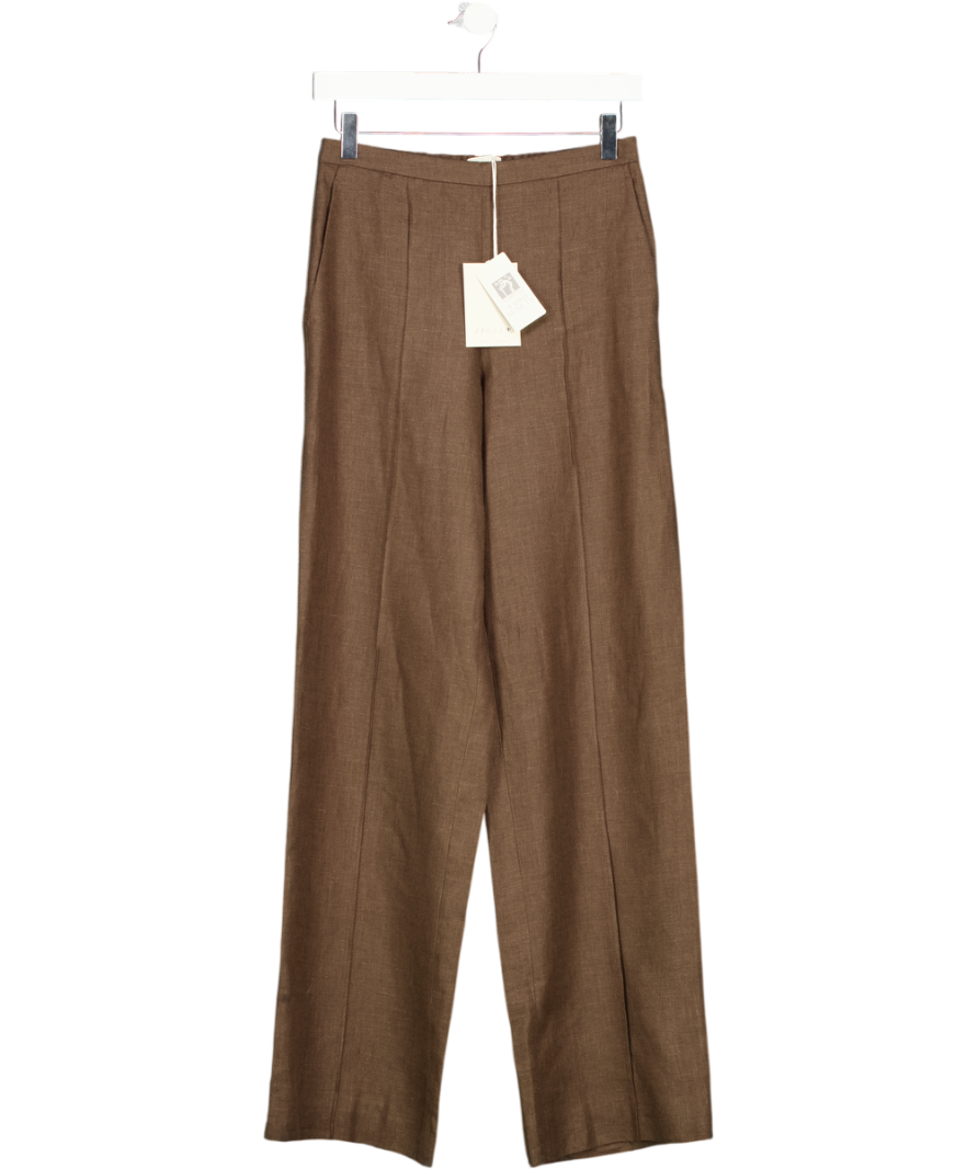 JIGSAW Brown Irish Linen Palazzo Trouser UK 6