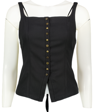 FREE PEOPLE Black "a Moment In Time" Corset Style Top With Feature Buttons UK XS
