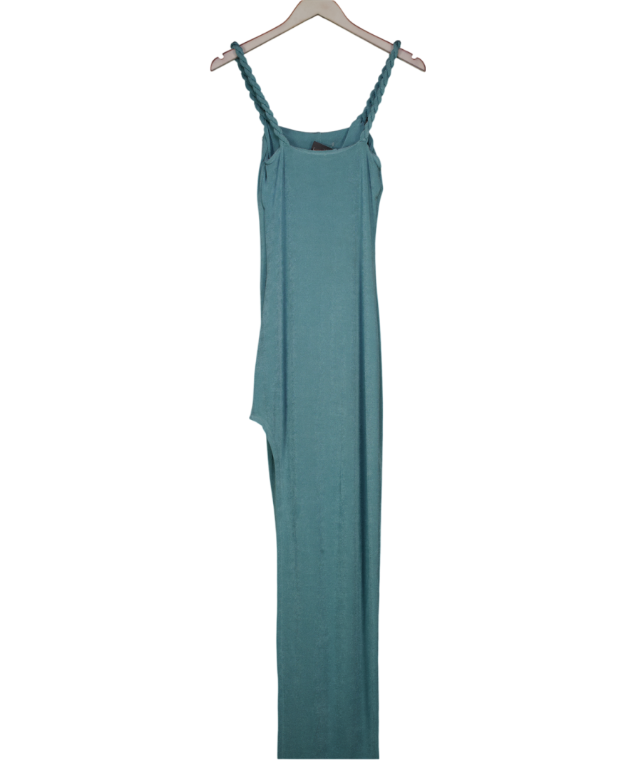 Oh Polly Blue Shimmer Split Side Maxi Dress UK 8