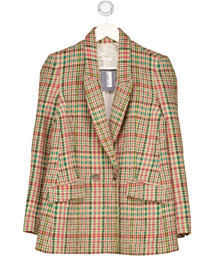 MANGO Multicoloured Check Wool Blend Blazer UK M