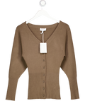 & Other Stories Brown Compact Knit Cardigan With V Neck And Volume Sleeves UK XS