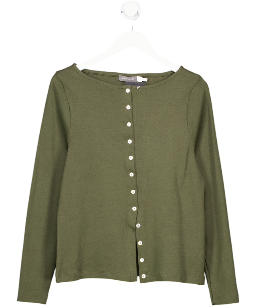 Mint Velvet Green Long Sleeve Slash Neck Top UK XL