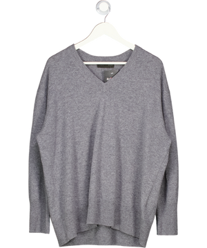 ZARA Grey Wool Oversize V-neck Jumper UK M