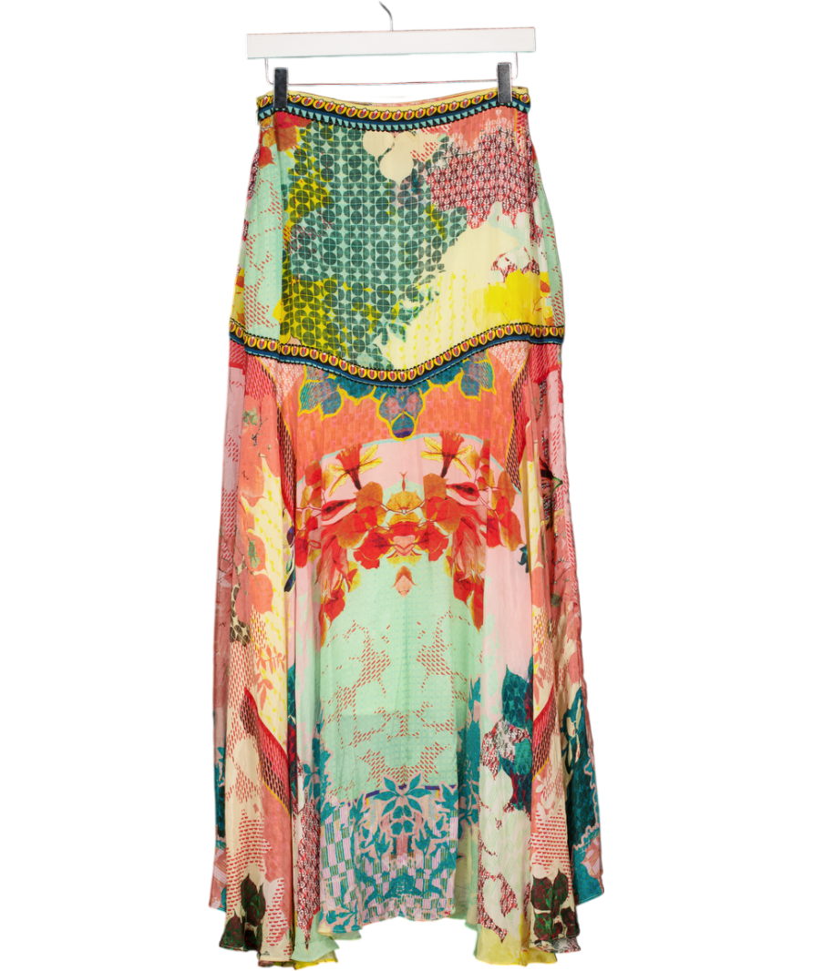 Bhanuni by Jyoti Multicoloured Spliced Midi Skirt UK 8