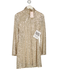 JADED ROSE Metallic Gold Paris Sequin Mini Dress With Cowl Back UK 8