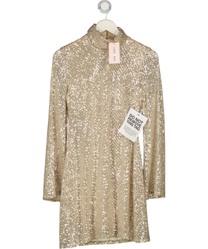 JADED ROSE Metallic Gold Paris Sequin Mini Dress With Cowl Back UK 8