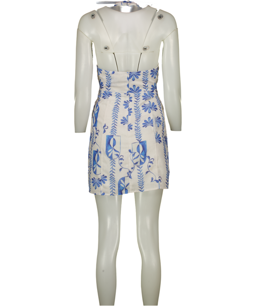PEPPERMAYO Blue & White Floral Linen Mini Dress UK 8