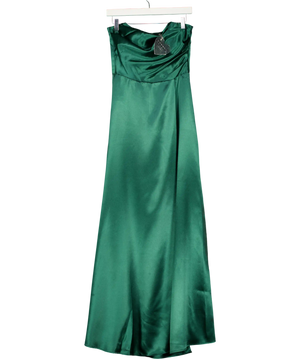Goddiva Green Front Split Satin Bandeau Maxi Dress UK 16