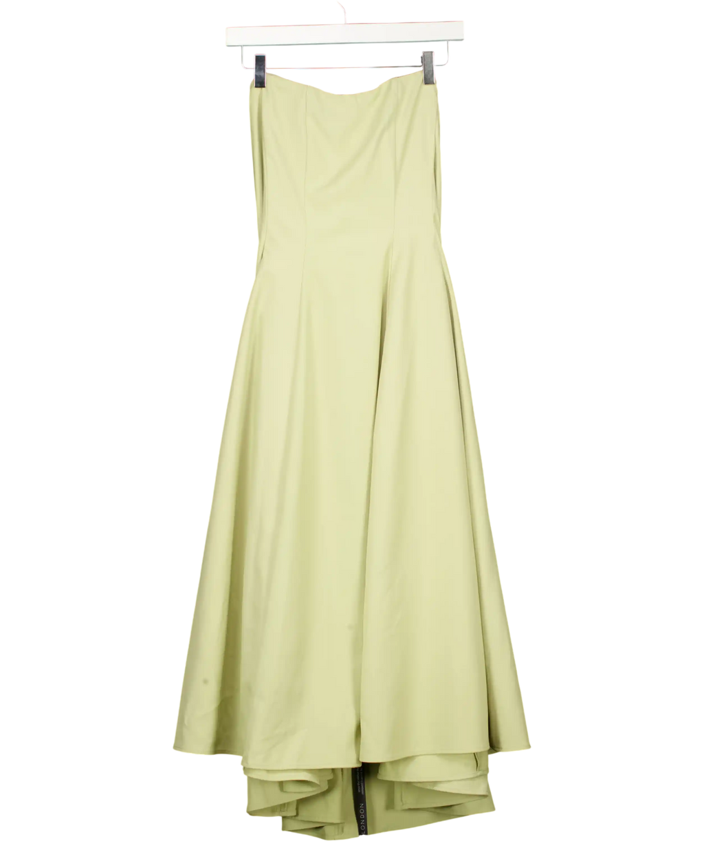 RARE LONDON Bandeau Corset Full Skirt Midi Dress Olive Green UK 12