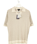 H&M Beige Premium Selection Regular Fit Linen-blend Polo Shirt UK L