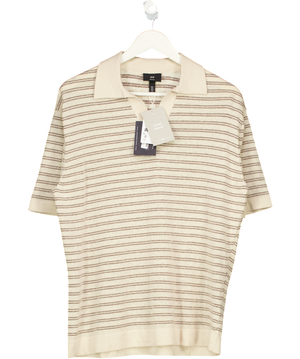 H&M Beige Premium Selection Regular Fit Linen-blend Polo Shirt UK L