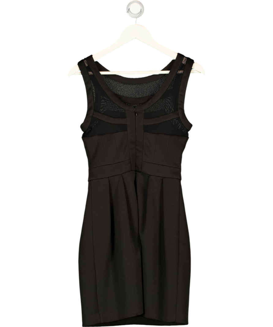 Warehouse Black Scuba Mesh Detail Ini Dress UK 8