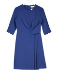 THE FOLD Blue The Fold Pleat Detail Long Sleeve Dress UK 10