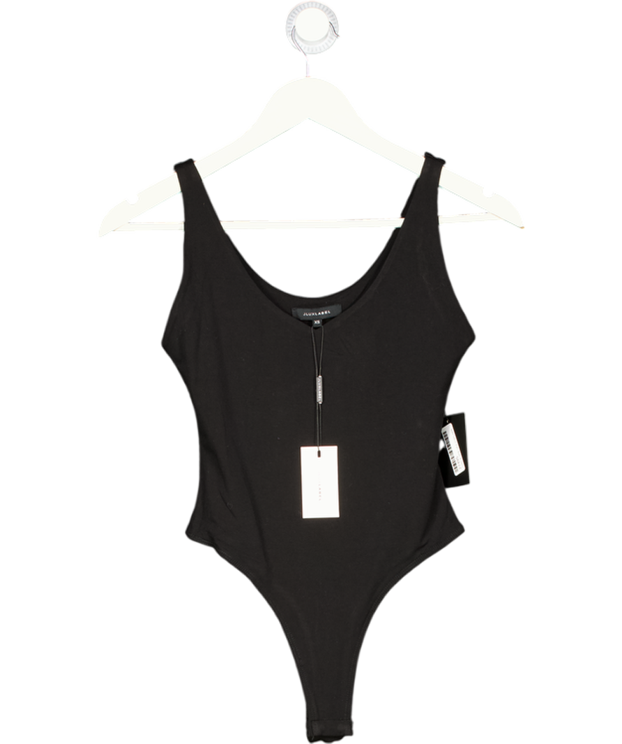 JLUX LABEL Black Scoop Neck Thing Bodysuit UK XS
