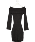 PRETTY LAVISH Black Knitted Off The Shoulder Dress UK XS